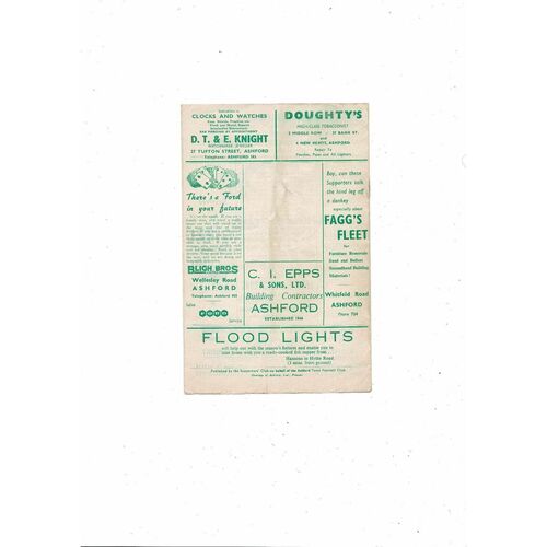 1961/62 Ashford Town (Kent) v Hinckley Athletic Southern League Football Programme