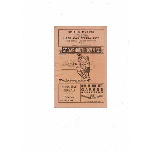 1964/65 Gt. Yarmouth Town v Lowestoft Eastern Counties League Football Programme