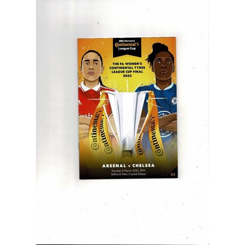 2023 Arsenal v Chelsea Womens League Cup Final Programme + Team Sheet