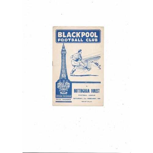 1958/59 Blackpool v Nottingham Forest Football Programme