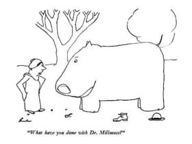 thurber drawing of a hippo and woman