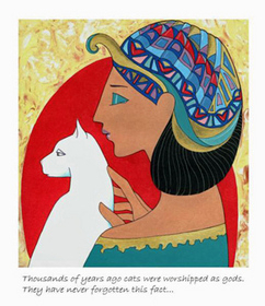 Modern Egytian painting, woman and cat