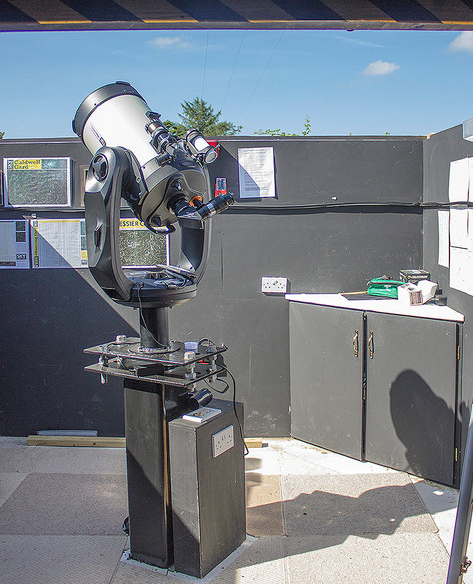 Inside the  Observatory showing the state of the art Celestron 11” HD computer driven telescope