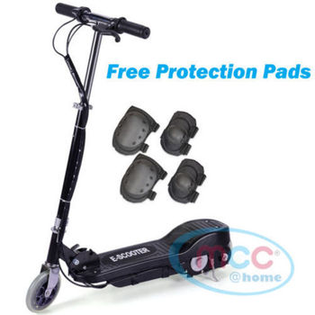 Black Electric E Scooter Ride on Rechargeable Battery Height adjustable 120W 24V