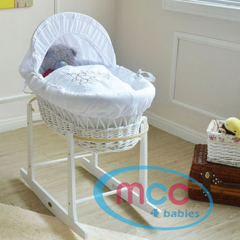 Full Set Wicker Moses Basket With Mattress, Cover and Rocking Stand
