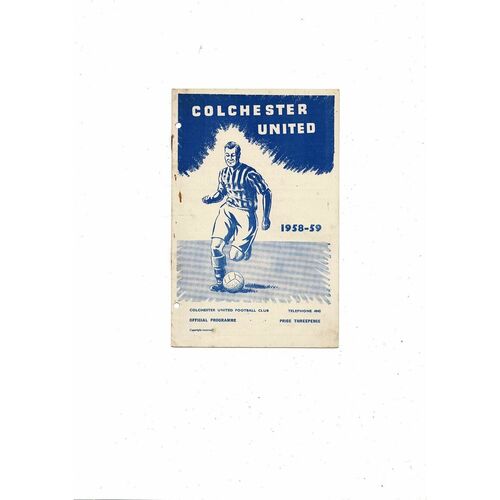 1958/59 Colchester United v Norwich City Football Programme