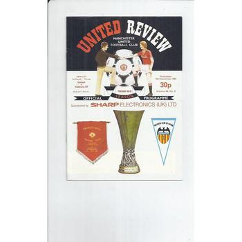 Manchester United v Valencia UEFA Cup Football Programme 1982/83