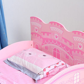 Girls Pink Castle Princess Toddler Bed With 3" Mattress