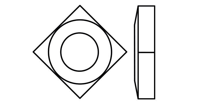 Single Chamfered Square Nut - full bearing face