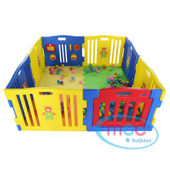 8 Sided Plastic Baby Playpen (Blue)