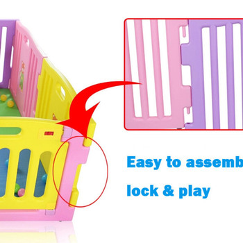 8 Sided Plastic Baby Playpen (Pink)