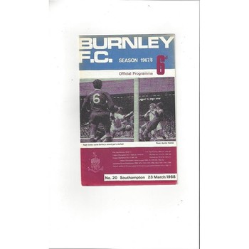 1967/68 Burnley v Southampton Football Programme