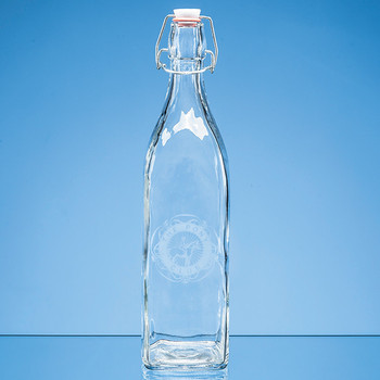 Square Swing Top Bottle with White Cap (1ltr)