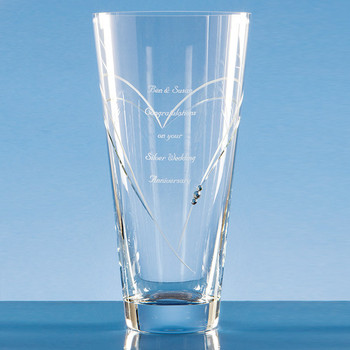 Diamante Conical Vase with Heart Shaped Cutting (25cm)