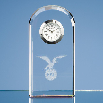 Optical Crystal Bevelled Arch Clock (10cm)