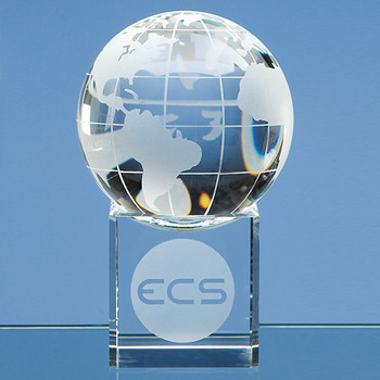 8cm Optical Crystal Globe on Clear Base
