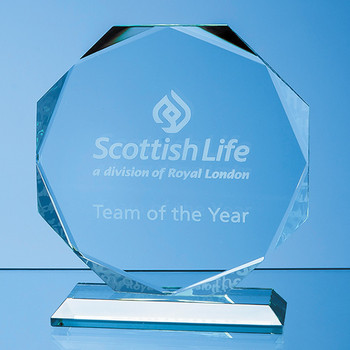 Jade Glass Facetted Octagon Award (14.5cm x 15mm)