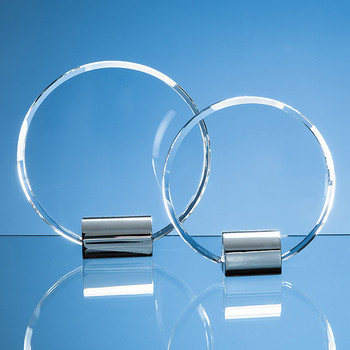 Optical Crystal Circle mounted on a Chrome Stand (17.5cm)