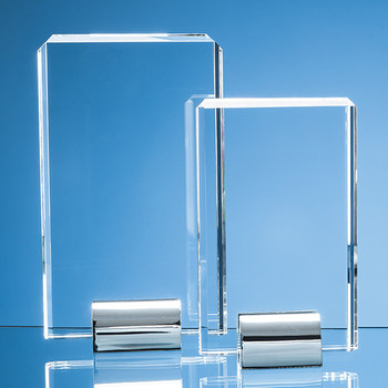 Optical Crystal Rectangle mounted on a Chrome Stand (20cm)