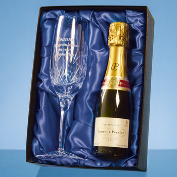 Blenheim Single Champagne Flute Gift Set with a 20cl Bottle of Laurent Perrier Champagne