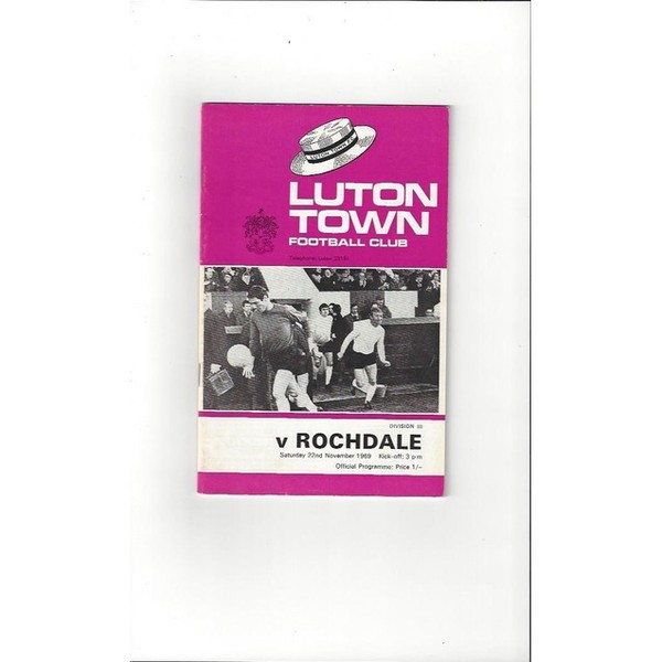 1969/70 Luton Town v Rochdale Football Programme + League Review