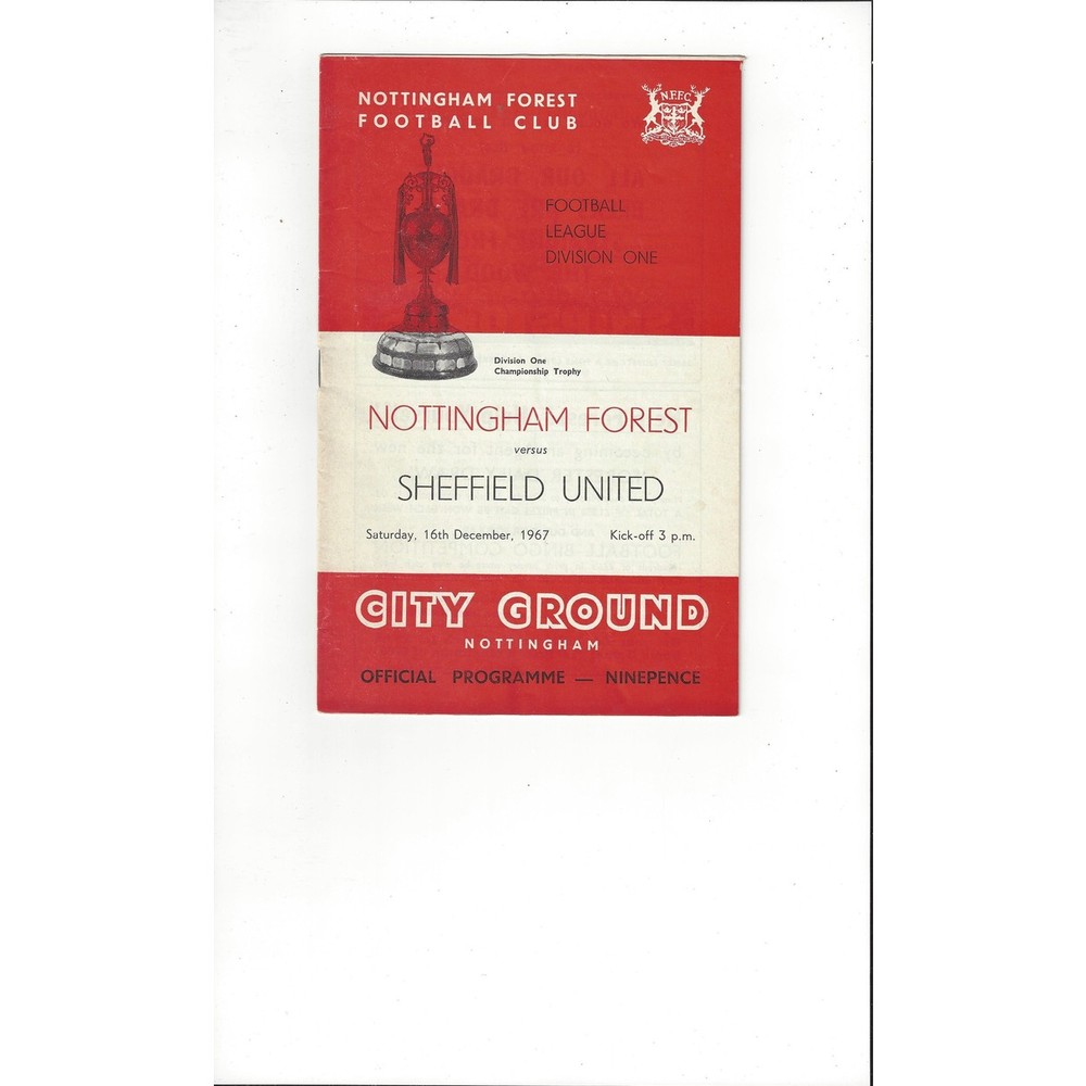 1967/68 Nottingham Forest v Sheffield United Football Programme