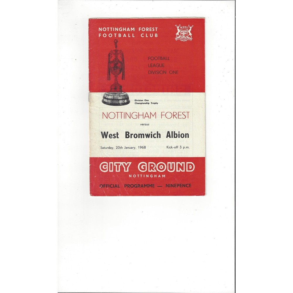 1967/68 Nottingham Forest v West Bromwich Albion Football Programme