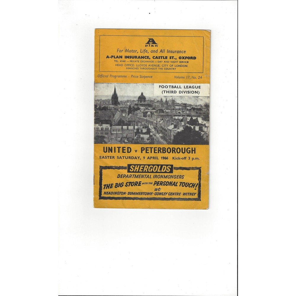 1965/66 Oxford United v Peterborough United Football Programme
