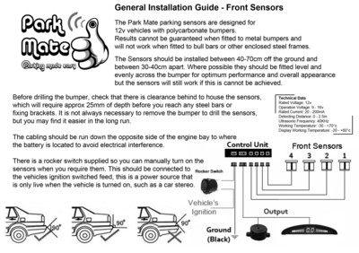 Parking sensors, Reverse parking sensors, Trade parking sensors