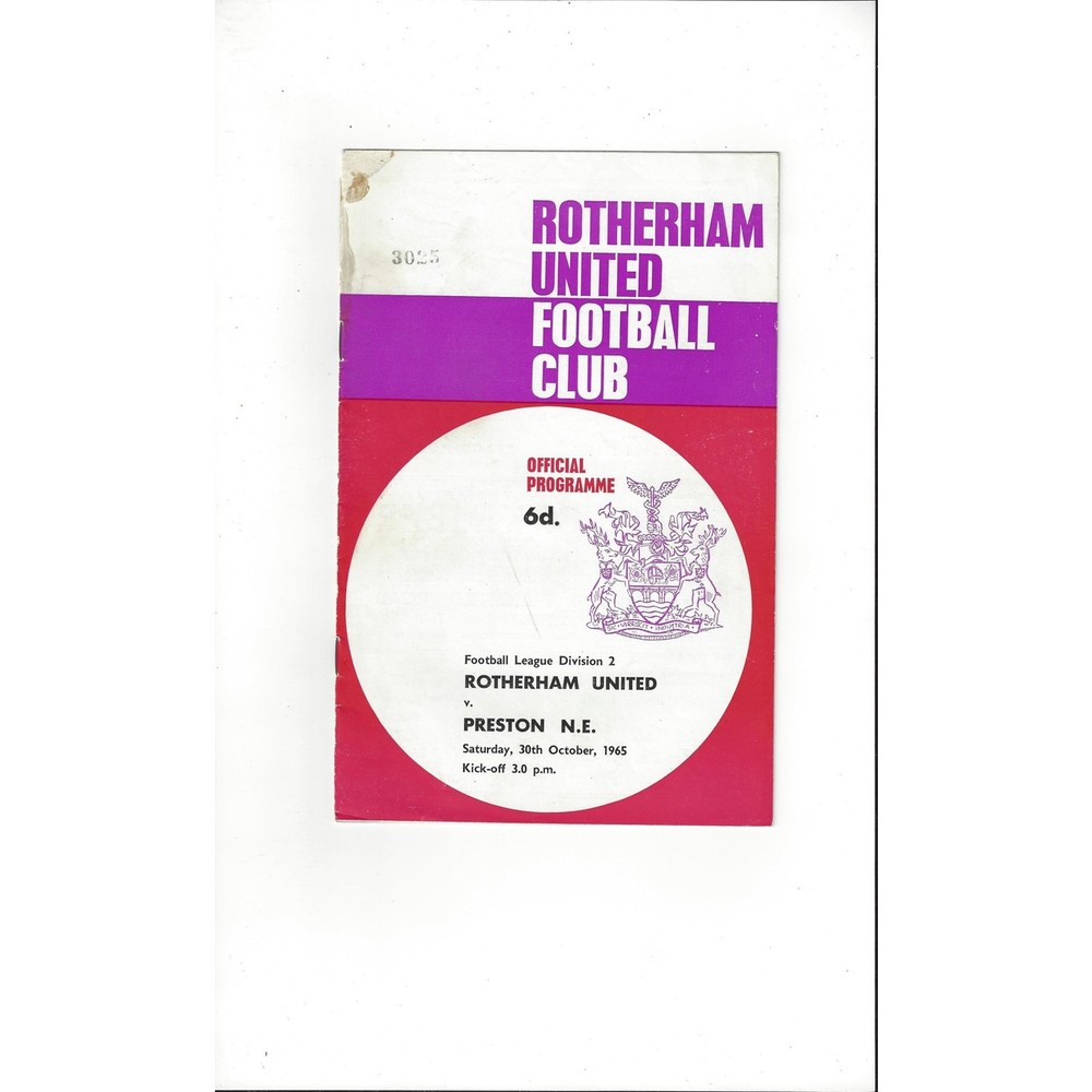 1965/66 Rotherham United v Preston Football Programme