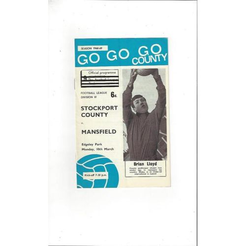 1968/69 Stockport County v Mansfield Town Football Programme
