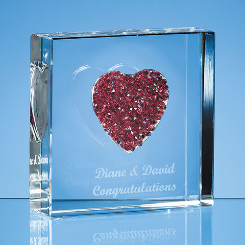 Red Diamante Heart Paperweight (7.5cm)