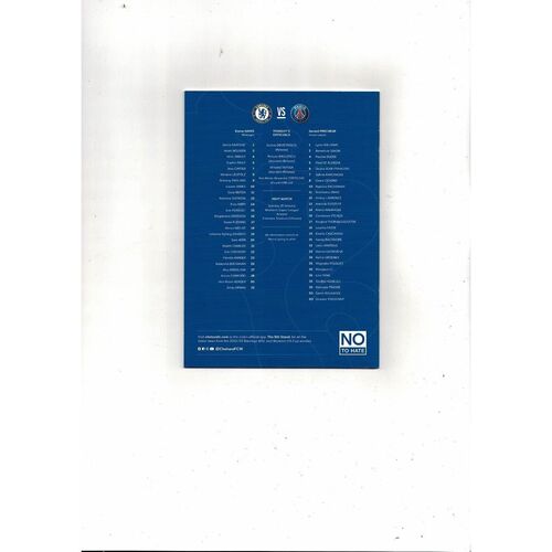2022/23 Chelsea v Paris Saint Germain Womens Champions League Football Progamme