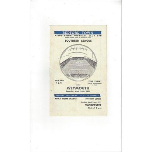 1956/57 Bedford Town v Weymouth Football Programme