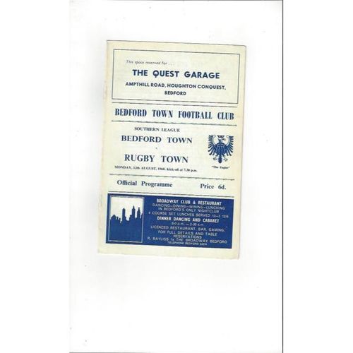 1968/69 Bedford Town v Rugby Town Football Programme