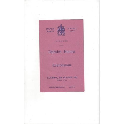 1952/53 Dulwich Hamlet v Leytonstone Football Programme
