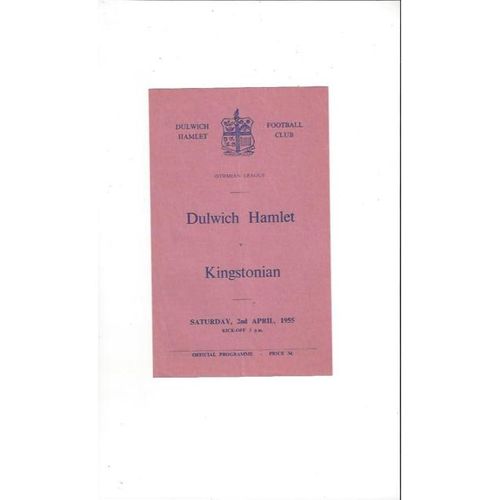 1954/55 Dulwich Hamlet v Kingstonian Football Programme
