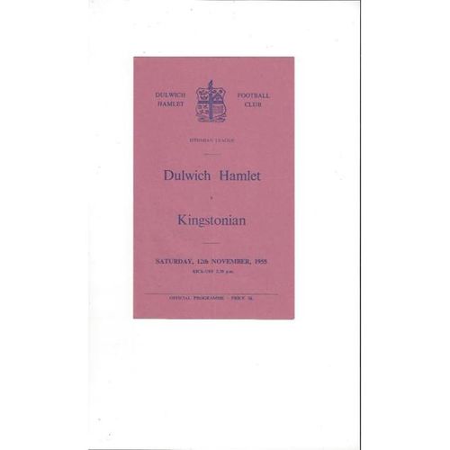 1955/56 Dulwich Hamlet v Kingstonian Football Programme