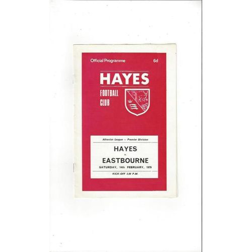 1969/70 Hayes v Eastbourne Football Programme