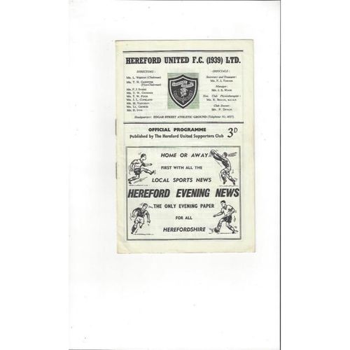 Hereford United Home Football Programmes