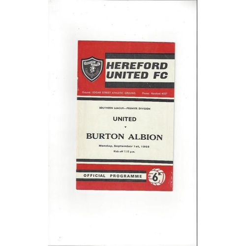 1969/70 Hereford United v Burton Albion Football Programme