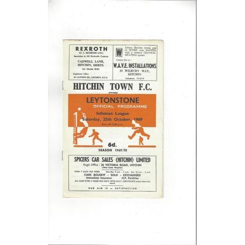 1969/70 Hitchin Town v Leytonstone Football Programme
