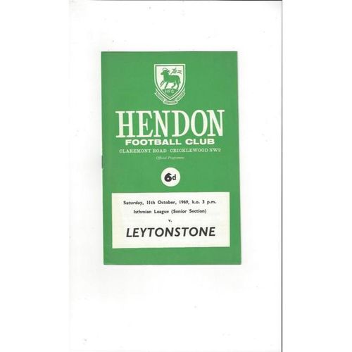 1969/70 Hendon v Leytonstone Football Programme