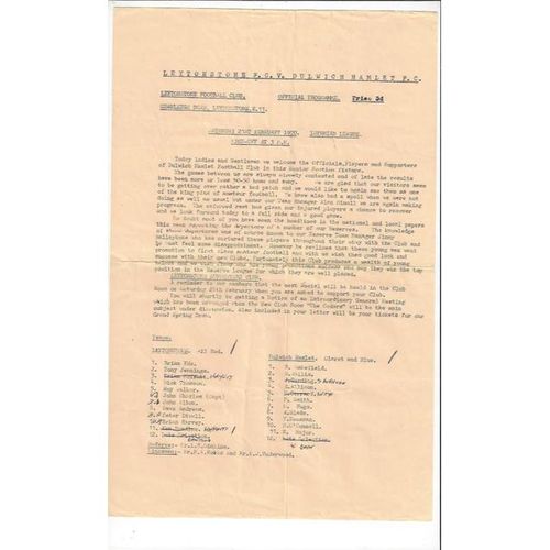 1969/70 Leytonstone v Dulwich Hamlet Football Programme