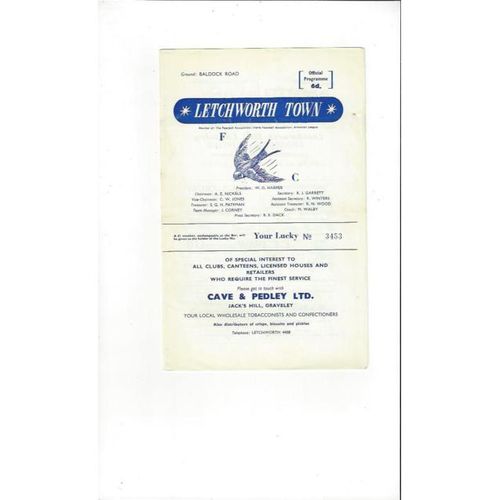 1966/67 Letchworth v Erith & Belvedere Football Programme