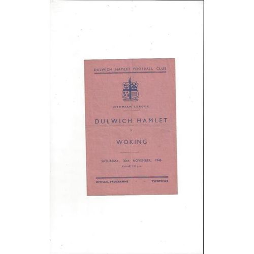 1946/47 Dulwich Hamlet v Woking Football Programme