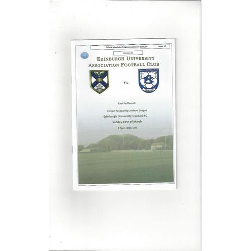 Edinburgh University v Selkirk Football Programme 2015/16