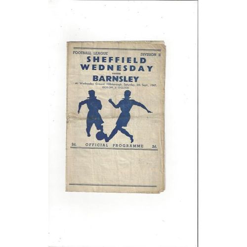 1947/48 Sheffield Wednesday v Barnsley Football Programme