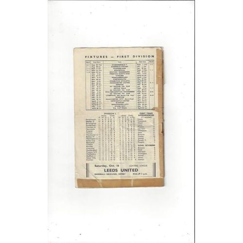 1948/49 Derby County v Preston Football Programme