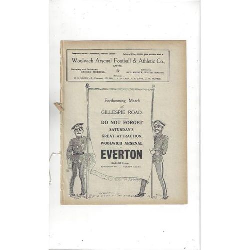 1913/14 Woolwich Arsenal v Croydon Common + Middlesex v Essex Double Football Programme